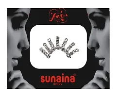 SUNAINA Love Collection White/Multicolor Stone Fabric Stick Bindis for Women  Girl (Pack of 3) (SILVER-4)-thumb1