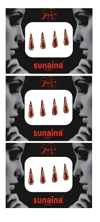 Sunaina New Love Collection Tilak Stone Border Multicolor/Red/Maroon Bindis For Women  Girls (pack of 3) (Red)-thumb2