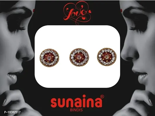 SUNAINA New Love Collection Fancy Designer Maroon Mix Shape Bindis For Women  Girls (Pack OF 3) (Round)-thumb2