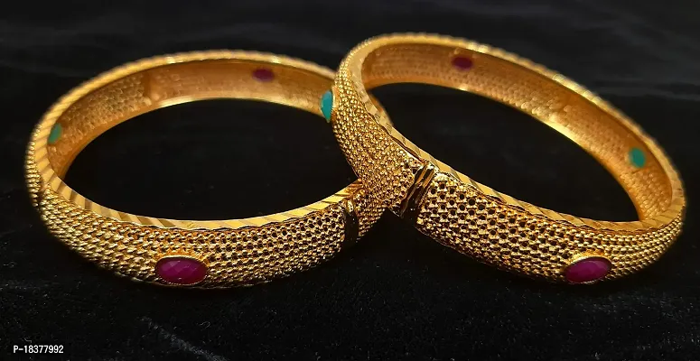 SUNAINA Designer Gold Plated Traditional Bangles Set of 2 For Woman  Girls (2.10, Bangles-1)-thumb4