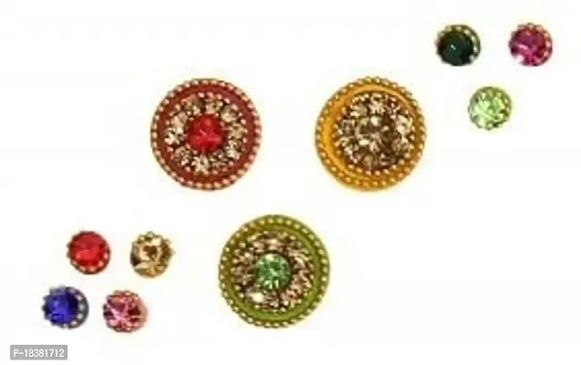 Sunaina New Love Collection Multicolor Big Size Round Bindi for Women Girls [Pack of 3]