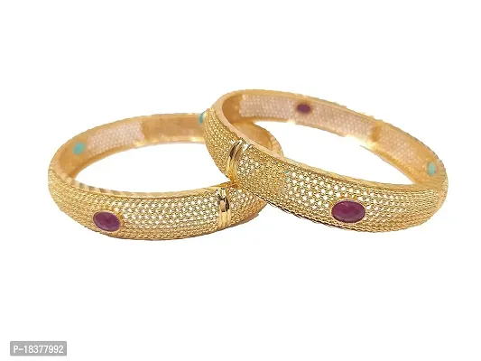 SUNAINA Designer Gold Plated Traditional Bangles Set of 2 For Woman  Girls (2.10, Bangles-1)