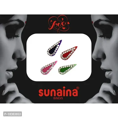 Sunaina New Love Collection Multicolor/Red/Maroon Tilak Stone Border Bindis For Women  Girls [Pack of 3]-thumb3