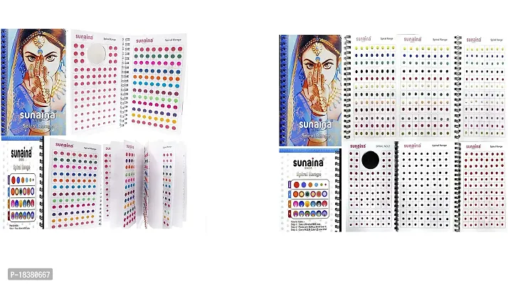 SUNAINA (original) Spiral COMBO Multicolour Mini Bindi Book+ Sunaina Genuine Multicolour Spiral Parvati Bindi Book For Women  girl