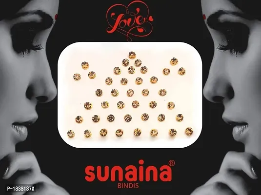 Sunaina New Love Collection Diamond Stone Bindis for Women  Girls [Pack Of 3] (Golden)-thumb2