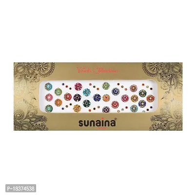 Sunaina Vivah Collection Multicolour Mix Design Round Bindis for Women [SVC911]