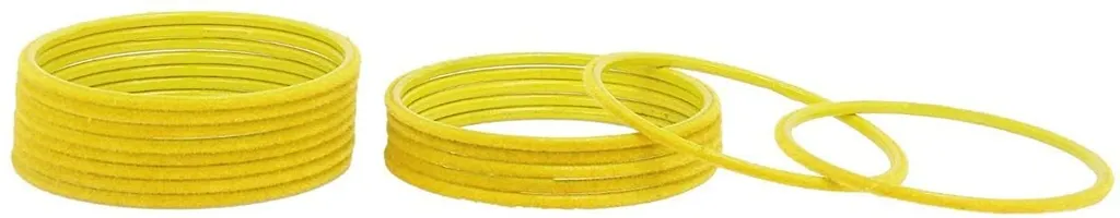 Sunaina Velvet Elegant Beautiful  Traditional Sytlish Bangles for Girls And Women (Yellow, 2.6)-thumb2