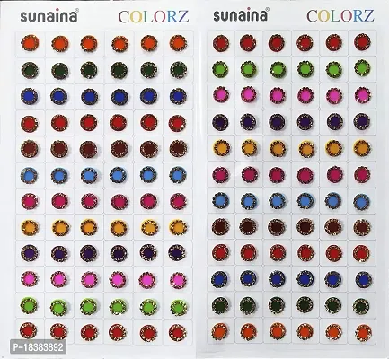 Sunaina COLORZ Multicolor Sticker Bindiya Golden Stone Border Kumkum Bindi Book for Women  Girls Size-1 (Pack of 144 Bindis) (SCMSBB101)