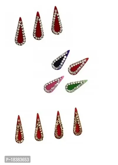 Sunaina New Love Collection Multicolor/Red/Maroon Tilak Stone Border Bindis For Women  Girls [Pack of 3]