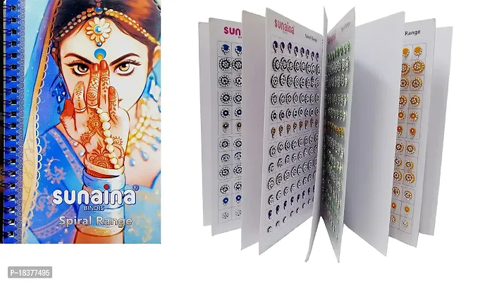 SUNAINA (original) Spiral Multicolour Mix Design And Mix Size Full Sliver Stone Bindi Book For Women