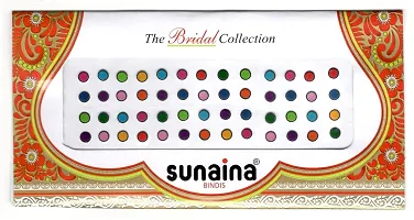 Sunaina traditional Bridal Plain Multicolor Bindi with black outline sticker kumkum bindi for women  Girl (Pack of 3) (5MM)-thumb1