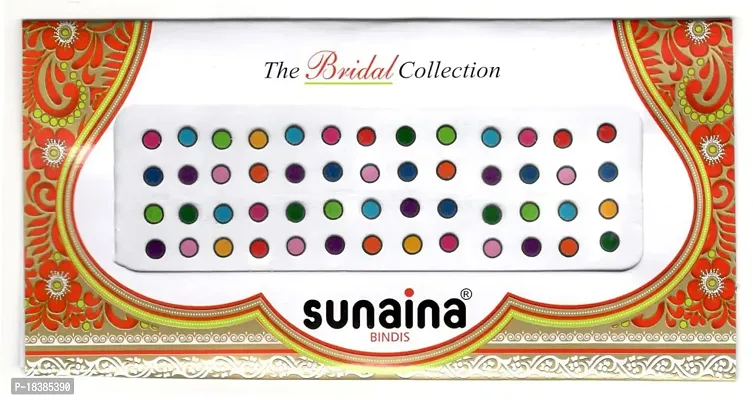 Sunaina traditional Bridal Plain Multicolor Bindi with black outline sticker kumkum bindi for women  Girl (Pack of 3) (5MM)-thumb2