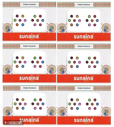 Sunaina Multicolor Velvet Kumkum Round Bindis Card Tikka Bindi For Women Pack of 6 Cards (SMMOC103 (6MM))-thumb2