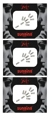 SUNAINA Love Collection White/Multicolor Stone Fabric Stick Bindis for Women  Girl (Pack of 3) (SILVER-3)-thumb2