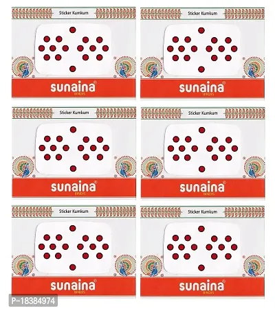 Sunaina Red Velvet Kumkum Round Bindis Card Tikka Bindi For Women Pack of 6 Cards (SROC103 (6MM))-thumb2