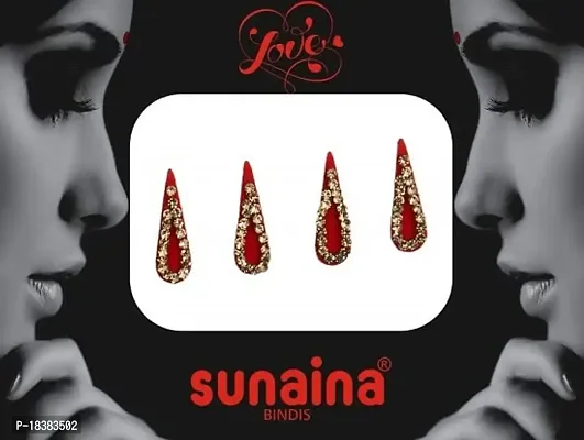 Sunaina New Love Collection Tilak Stone Border Multicolor/Red/Maroon Bindis For Women  Girls (pack of 3) (Red)-thumb2