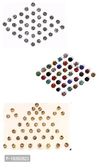 Sunaina New Love Collection Multicolor/Silver/Golden Stone Bindis for Women  Girls [Pack of 3]