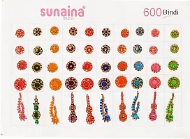 SUNAINA (original) New Spiral Multicolour Mix Design And Mix Size long Bindi Full Stone Bindi Book For Women (pack of 600 Bindi)-thumb3