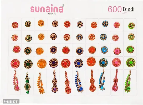 SUNAINA (original) New Spiral Multicolour Mix Design And Mix Size long Bindi Full Stone Bindi Book For Women (pack of 600 Bindi)-thumb4