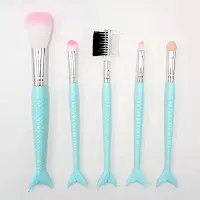 Sunaina Makeup Brush Set 5 Pcs 3D Mermaid Softy Hair Brush for Foundation, Face Makeup, Powder Brush Kit (Color May Vary)-thumb2