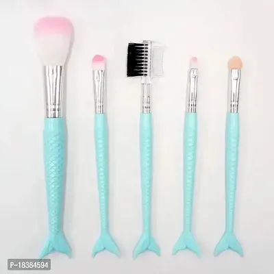 Sunaina Makeup Brush Set 5 Pcs 3D Mermaid Softy Hair Brush for Foundation, Face Makeup, Powder Brush Kit (Color May Vary)-thumb3