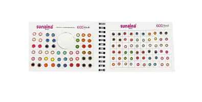 Sunaina (Original) Spiral Pastel Color Round Golden Stone Border Elegant Bindi Book For Women  Girl (Pack of 600 bindi)-thumb1