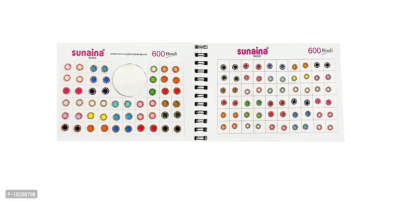 Sunaina (Original) Spiral Pastel Color Round Golden Stone Border Elegant Bindi Book For Women  Girl (Pack of 600 bindi)-thumb2