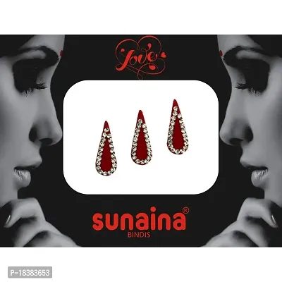 Sunaina New Love Collection Multicolor/Red/Maroon Tilak Stone Border Bindis For Women  Girls [Pack of 3]-thumb2