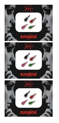 Sunaina New Love Collection Tilak Stone Border Multicolor/Red/Maroon Bindis For Women  Girls (pack of 3) (Multicolor)-thumb2