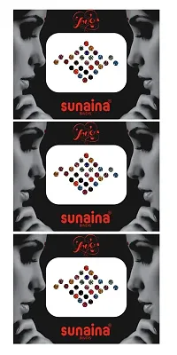 Sunaina Love Diamond Collection Multicolor Medium Size Stone Bindi for Women  Girl (Pack Of 3)-thumb1