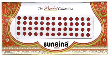 Sunaina traditional Bridal Plain Red Bindi with black outline sticker kumkum bindi for women  Girl (Pack of 3) (6MM)-thumb1