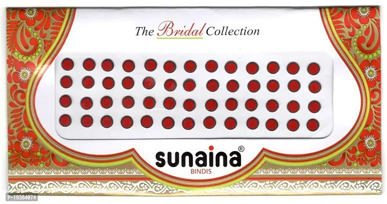 Sunaina traditional Bridal Plain Red Bindi with black outline sticker kumkum bindi for women  Girl (Pack of 3) (6MM)-thumb2