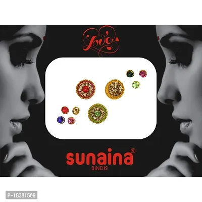 Sunaina New Love Collection Multicolor Round/Tilak/Long Designer Bindis for Women  Girls [Pack of 3]-thumb3