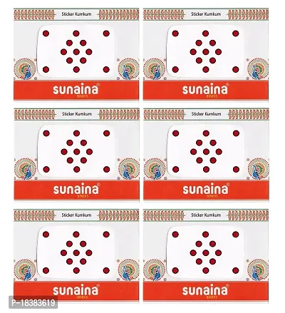 Sunaina Red Velvet Kumkum Round Bindis Card Tikka Bindi For Women Pack of 6 Cards (SROC102 (7MM))-thumb2