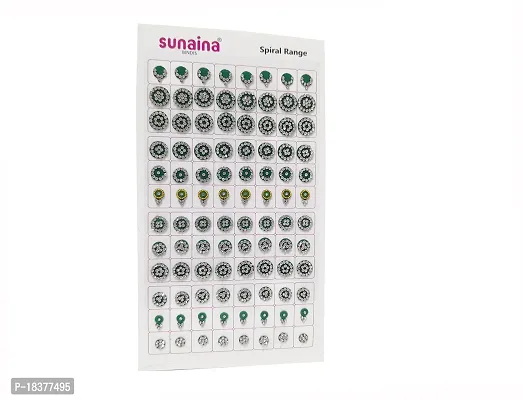 SUNAINA (original) Spiral Multicolour Mix Design And Mix Size Full Sliver Stone Bindi Book For Women-thumb4