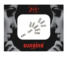 SUNAINA Love Collection White/Multicolor Stone Fabric Stick Bindis for Women  Girl (Pack of 3) (SILVER-3)-thumb1