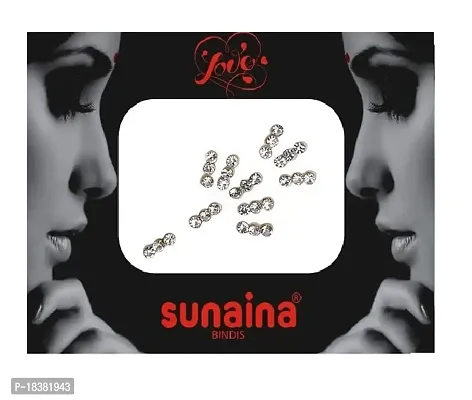 SUNAINA Love Collection White/Multicolor Stone Fabric Stick Bindis for Women  Girl (Pack of 3) (SILVER-3)-thumb2