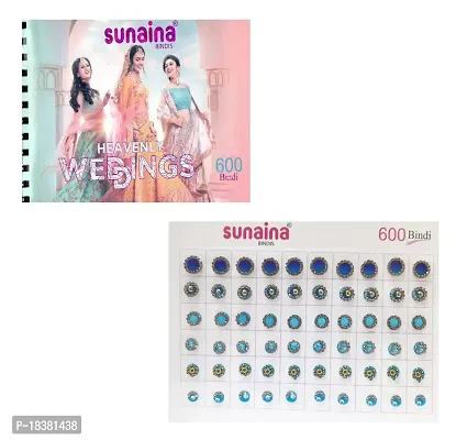 Sunaina (Original) Spiral Mix Design doubleshade stone border kundan golden ball border Mix Size Elegant bindi book For Women (Pack of 600 bindi)