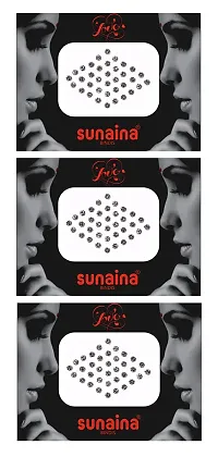 Sunaina New Love Collection Diamond Stone Bindis for Women  Girls [Pack Of 3] (Silver)-thumb2