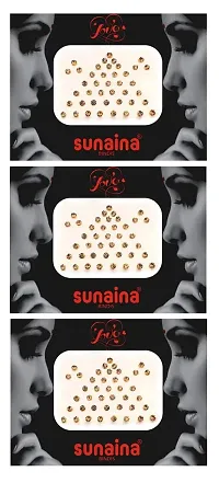 Sunaina New Love Collection Diamond Stone Bindis for Women  Girls [Pack Of 3] (Golden)-thumb2