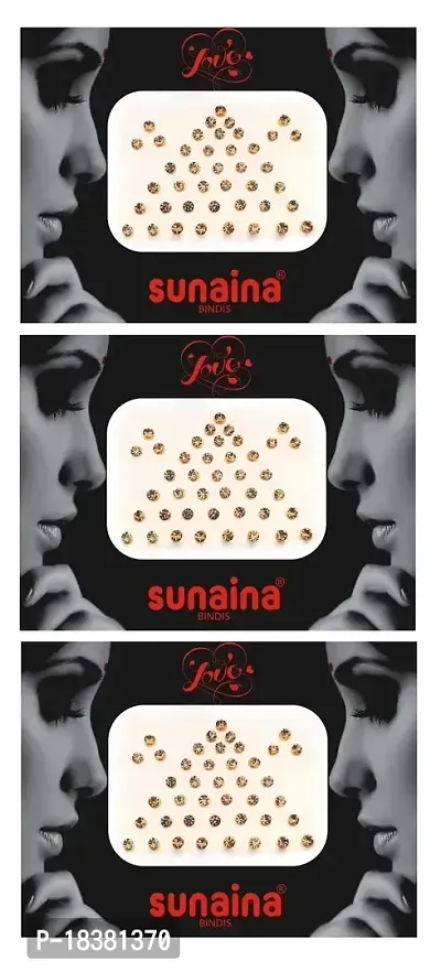 Sunaina New Love Collection Diamond Stone Bindis for Women  Girls [Pack Of 3] (Golden)-thumb3