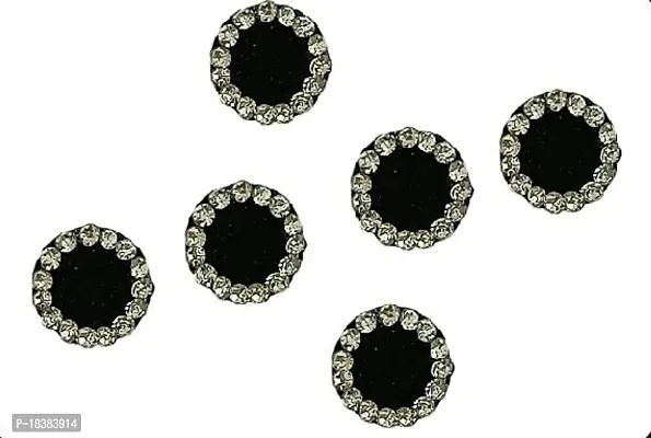 Sunaina New Love Collection Round elegant Black Bindi With Silver Stone For Women  Girls (Size-1 (9MM))