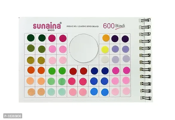 Sunaina Simple Plain Round Pastel Multicolour Forehead Sticker kumkum with diff Sizes spiral Bindi Booklet For Women  Girls (Mix Size Bindi Book - Total 600 bindis)-thumb2