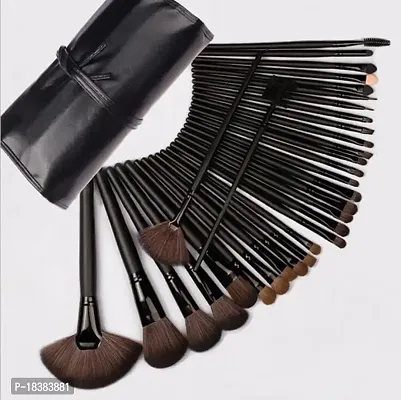 Sunaina Makeup Brushes 32 Piece Makeup Brush Set with Leather Bag Premium Foundation, Eye shadow, Blending Face Powder Setting Brush Face makeup Brushes Set (Black)