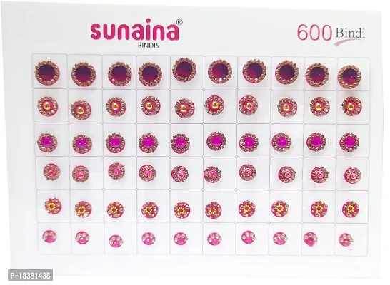 Sunaina (Original) Spiral Mix Design doubleshade stone border kundan golden ball border Mix Size Elegant bindi book For Women (Pack of 600 bindi)-thumb4