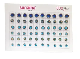 Sunaina (Original) Spiral Mix Design doubleshade stone border kundan golden ball border Mix Size Elegant bindi book For Women (Pack of 600 bindi)-thumb2