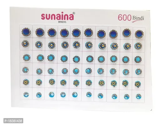 Sunaina (Original) Spiral Mix Design doubleshade stone border kundan golden ball border Mix Size Elegant bindi book For Women (Pack of 600 bindi)-thumb3