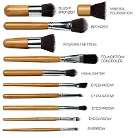 Sunaina Makeup Brush Professional Makeup Brushes 11 Pieces Natural Bamboo Handle, Travel Case ? Wooden-thumb1