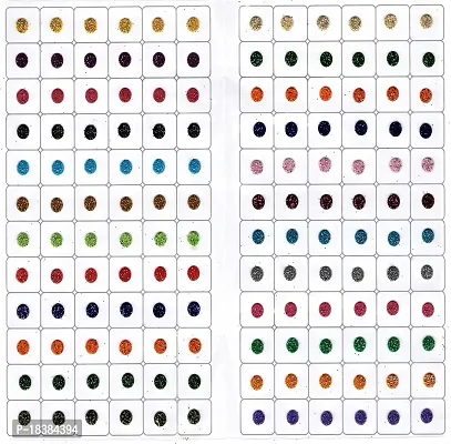 Sunaina Colorz Multicolor Bindis Glitter Round Velvet Tikka Bindiya Shining Sparkle Colorful Chamki Sticker Kumkum Bindi For Women  Girl Girls (24 Color shades in 144 Bindi Book) {Size-3 (6mm)}-thumb2