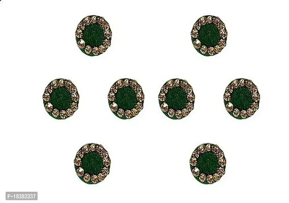 Sunaina New Love Collection Round elegant Green Bindi With Golden Stone For Women  Girls (Size-3 (7MM))